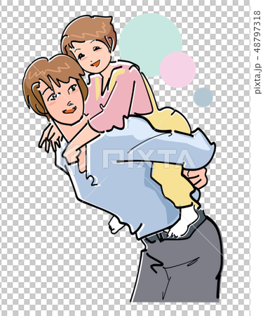 おんぶをする父親 48797318