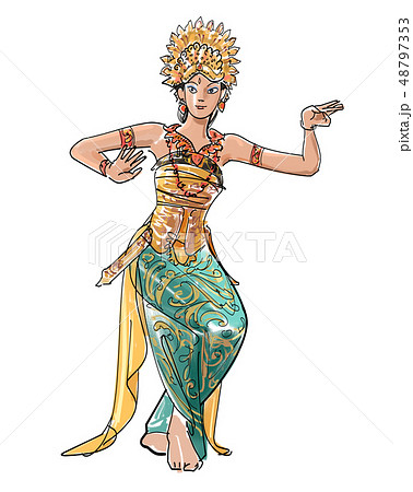 バリ島の踊りのイラスト素材