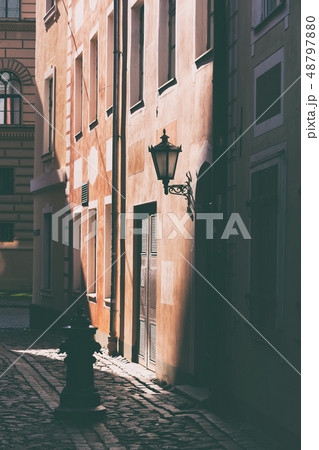 Light and shadow street in the old town 48797880