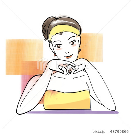 頬杖をつくのイラスト素材