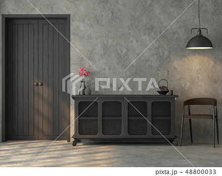 Industrial loft style room interior 3d render 48800033