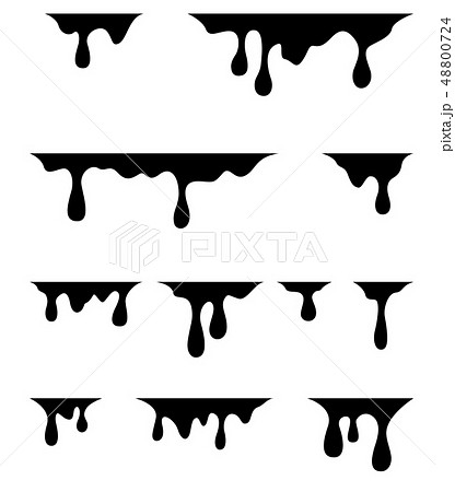 Black dripping paint, on white background	 48800724