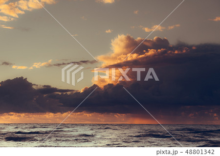 Beatiful sunset with clouds over the Baltic sea 48801342