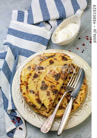 Freshly baked potato pancakes lefse. Freshly baked potato pancakes lefse. 48801929