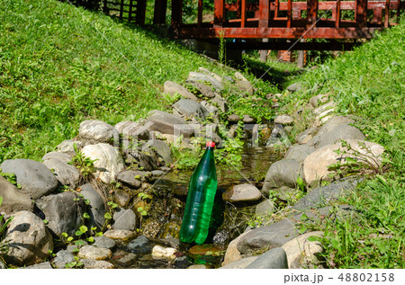 Bottle of water in a brook 48802158