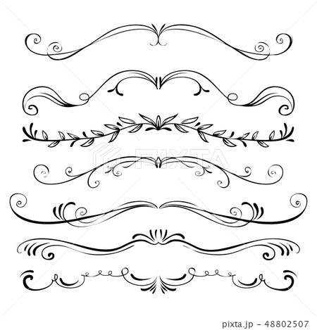 Hand drawn vector vintage swirl borders frames set - Stock