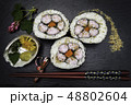 sushi art,  decoration  set over black 48802604