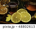tea and honey pot with, star anise, dried oranges, 48802613