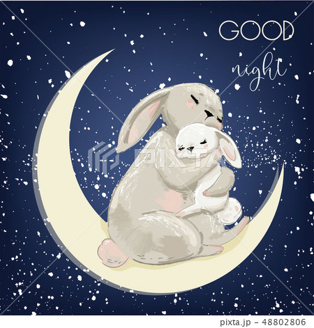 cute hare mom with kid 48802806
