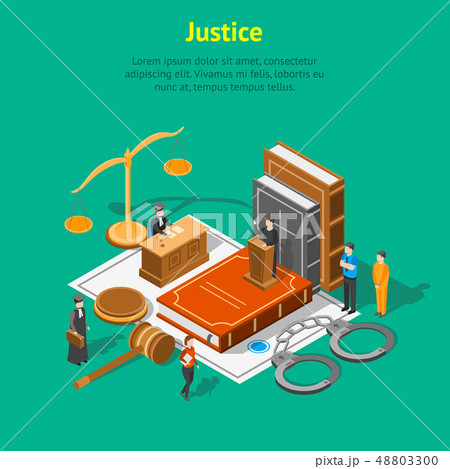Law Justice Composition Concept Card 3d Isometric View. Vector 48803300