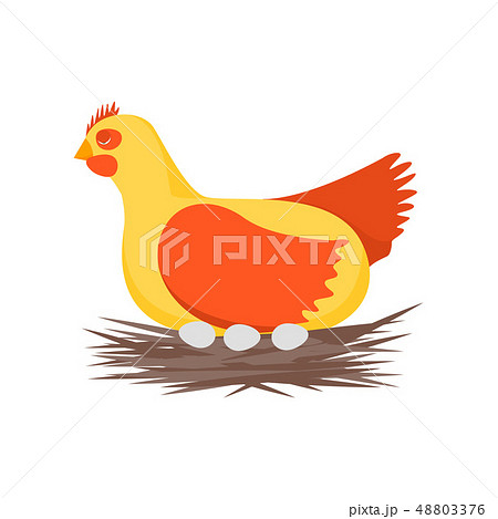 Cartoon Character Happy Hen and Nest. Vector Cartoon Character Happy Hen and Nest. Vector 48803376