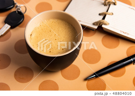 Coffee and accessories on a table top view Coffee and accessories on a table top view 48804010