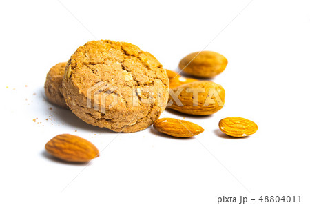 Integral cookies with almonds isolated on white Integral cookies with almonds isolated on white 48804011