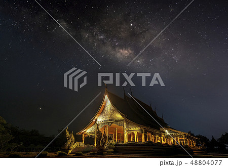 The Milky Way is above the Thai temples 48804077