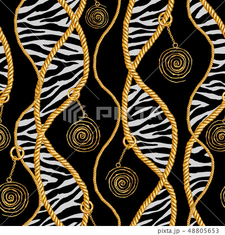 Golden chain glamour zebra seamless pattern Golden chain glamour zebra seamless pattern 48805653