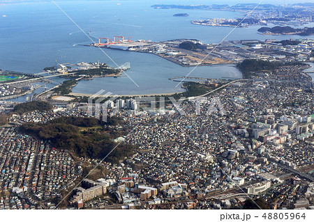 金沢文庫駅付近上空から野島公園方向を空撮 48805964