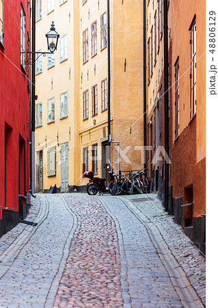bicycle on old street in Stockholm, Sweden bicycle on old street in Stockholm, Sweden 48806129