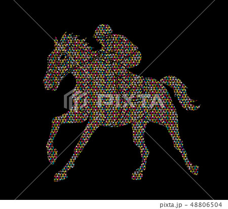Horse racing Jockey riding horse Horseman vector 48806504