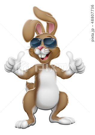 Easter Bunny Cool Rabbit Cartoon Giving Thumbs Upのイラスト素材