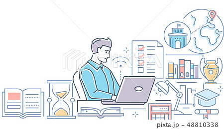 Online exam - colorful line design style illustration 48810338