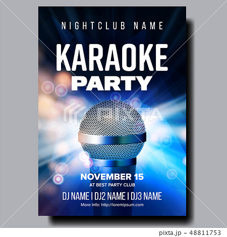 Karaoke Poster Vector. Colorful Instrument. Technology Symbol. Karaoke Party Flyer. Music Night 48811753