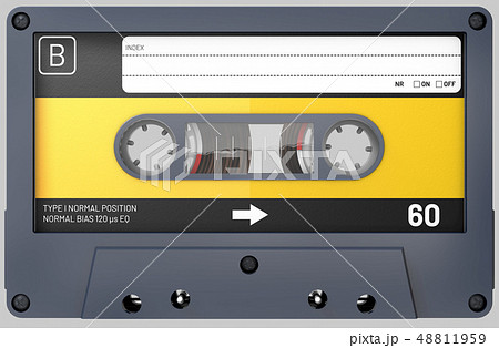 black audio cassette with sticker and label black audio cassette with sticker and label 48811959