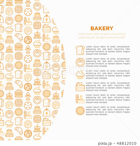 Bakery concept with thin line icons 48812010