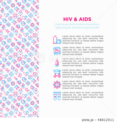 HIV and AIDs concept with thin line icons 48812011