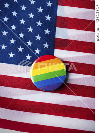 rainbow flag and flag of the United States 48813317