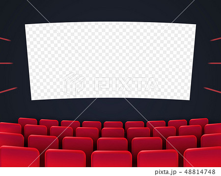 Cinema screen with red seats. Cinema screen with red seats. 48814748