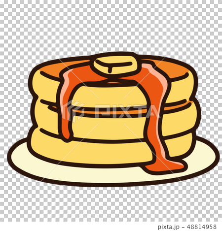 Illustration of a simple and cute butter and syrup pancake with main line Illustration of a simple and cute butter and syrup pancake with main line 48814958