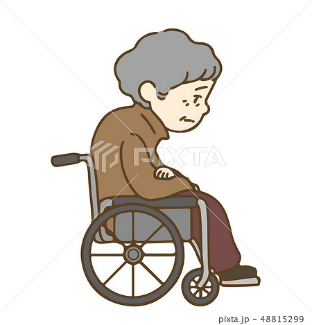 車椅子に乗る高齢者 横向きのイラスト素材