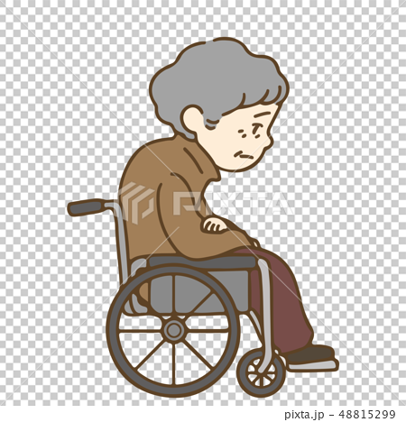 車椅子に乗る高齢者 横向きのイラスト素材