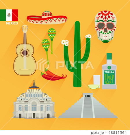 Mexico landmarks icons 48815564