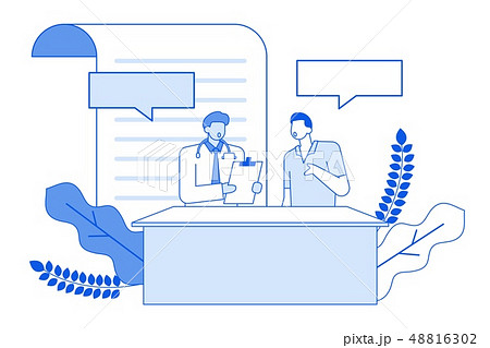 Modern cartoon flat line people characters talking,thin contour style medical conversation concept Modern cartoon flat line people characters talking,thin contour style medical conversation concept 48816302