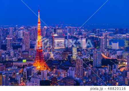 東京都市風景 東京タワー ライトアップの写真素材