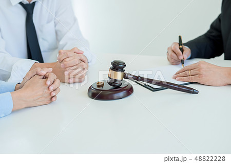 Judge gavel with Justice lawyers deciding, Judge gavel with Justice lawyers deciding, 48822228
