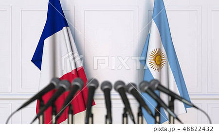 Flags of France and Argentina at international meeting or conference. 3D rendering 48822432