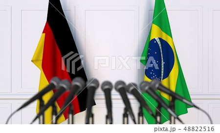 Flags of Germany and Brazil at international meeting or conference. 3D rendering Flags of Germany and Brazil at international meeting or conference. 3D rendering 48822516