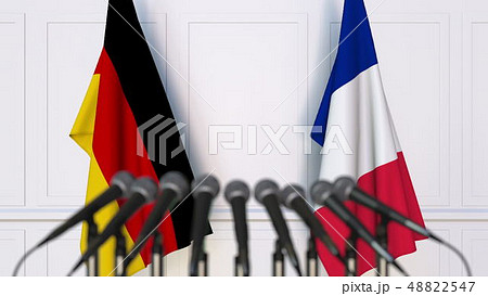 Flags of Germany and France at international meeting or conference. 3D rendering Flags of Germany and France at international meeting or conference. 3D rendering 48822547