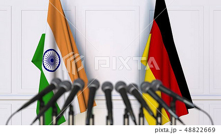 Flags of India and Germany at international meeting or conference. 3D rendering Flags of India and Germany at international meeting or conference. 3D rendering 48822669