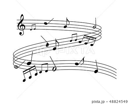 音楽 楽譜 譜面 五線譜 音符 ト音記号 ミュージックのイラスト素材