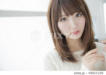 Straight hair Japanese hairstyle - Stock Photo [48825106] - PIXTA