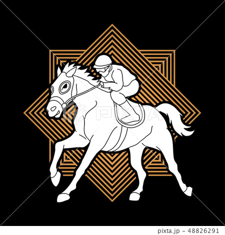 Horse racing ,Horse with jockey graphic vector. 48826291