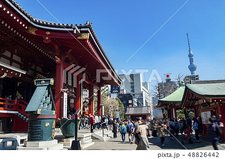 東京都 浅草寺とスカイツリーの写真素材