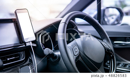 Smartphone with blank screen modern car 48826583
