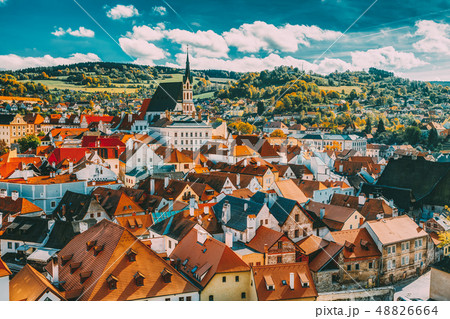 St. Vitus Church and cityscape Cesky Krumlov, Czech republic 48826664