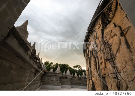 Buddhist Temple:Sandstone Pagoda in Pa Kung Temple 48827360