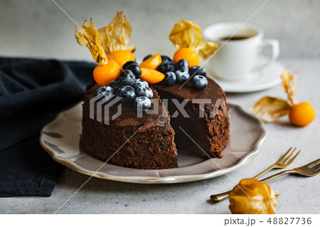 Chocolate cake with Blueberries and Gooseberry Chocolate cake with Blueberries and Gooseberry 48827736