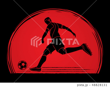 Soccer player shooting a ball action vector Soccer player shooting a ball action vector 48828131